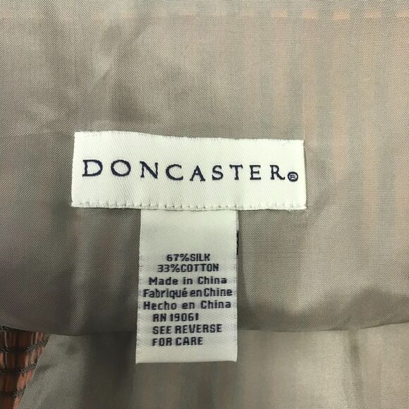 Doncaster Top Womens 10 Peach Tan Stripe Silk Blend Smocked Square Neck Tank - Picture 4 of 10